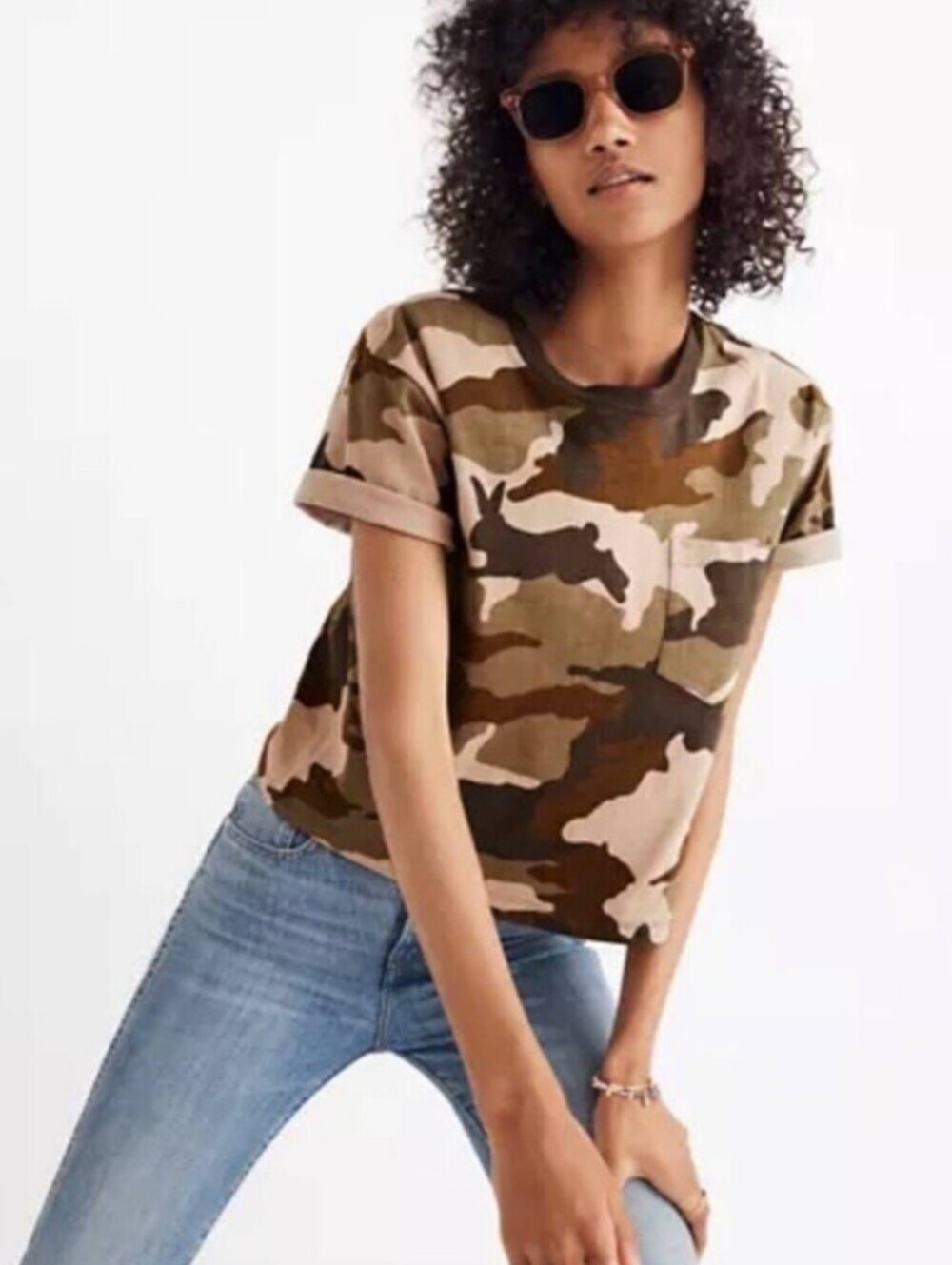 Madewell Cropped Camo Women's Top Sz Sm